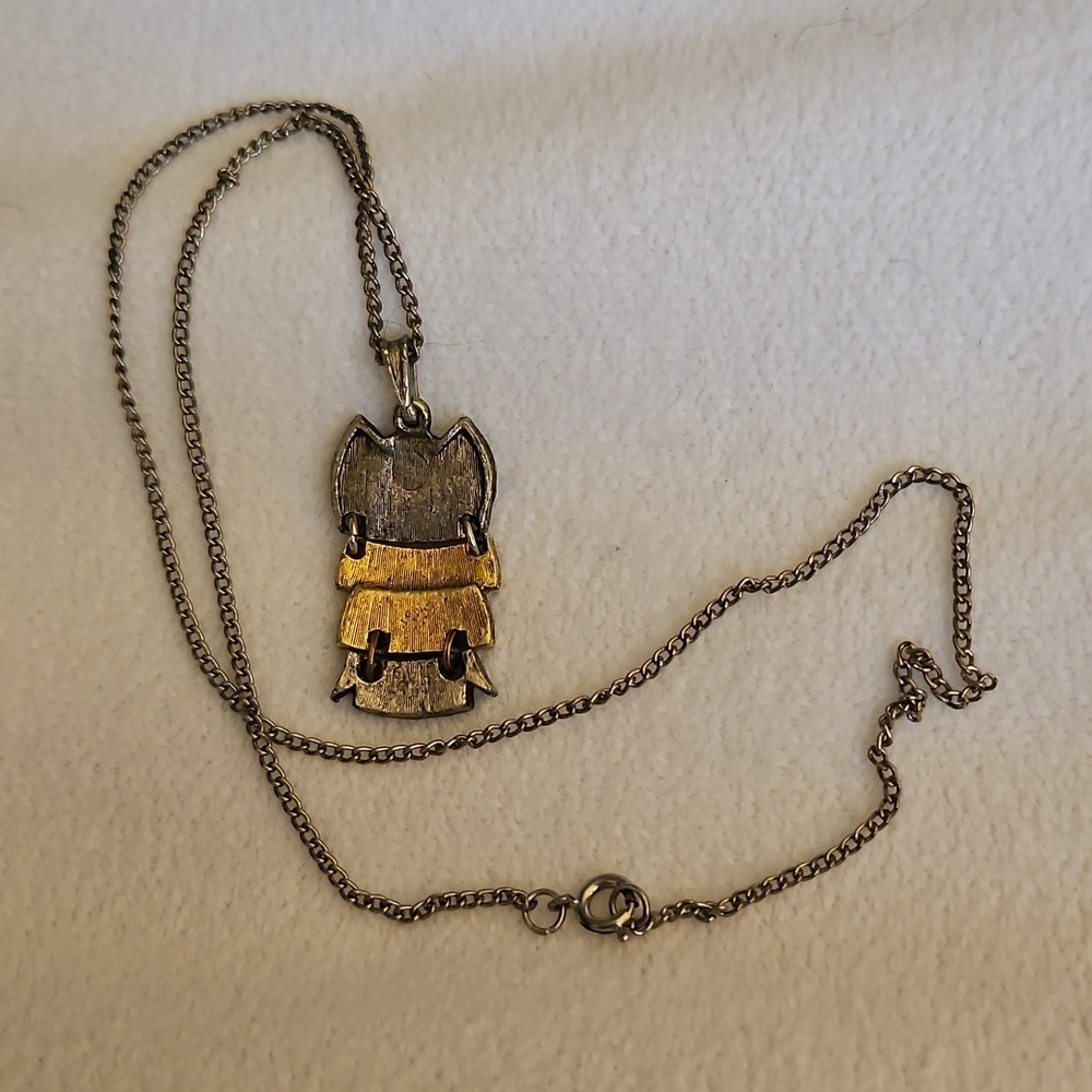 Vintage Jointed Mixed Metal Owl Pendant Chain Necklace - Picture 4 of 6